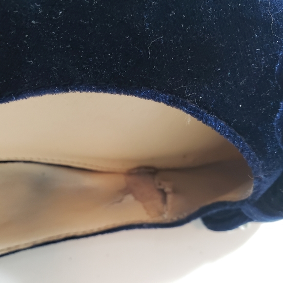 Vince Camuto Navy Velvet Ballerina flats embellished bow front - Picture 5 of 5